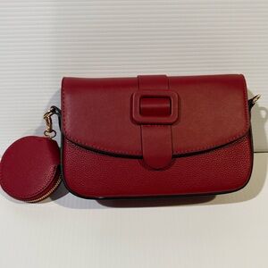 NWT Elegant Red Women's Crossbody Bag with Coin Pouch